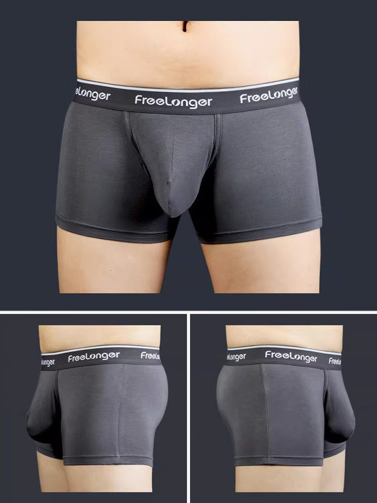 FreeLonger Men's Comfy Separate Support Pouch Trunks