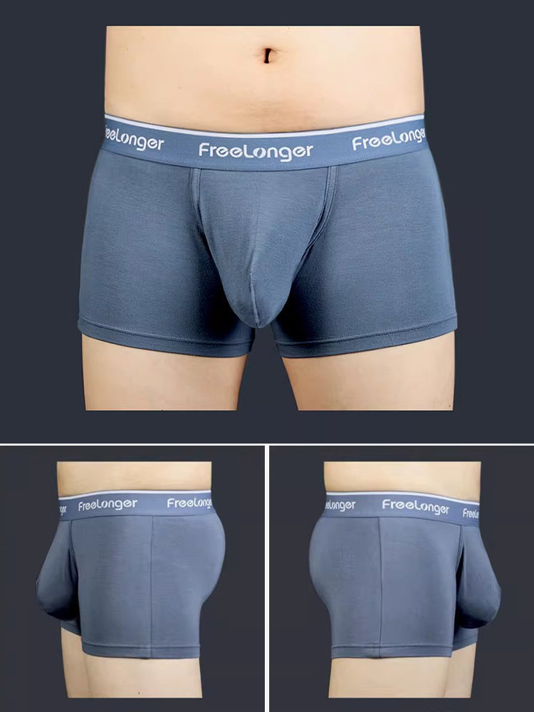 FreeLonger Men's Comfy Separate Support Pouch Trunks