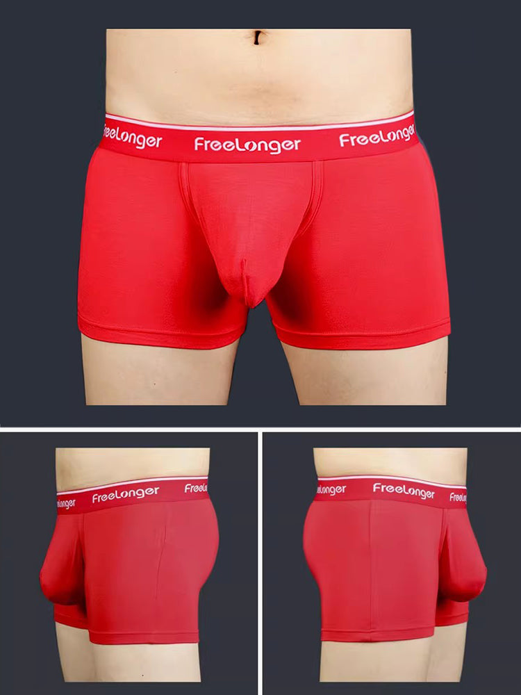 FreeLonger Men's Comfy Separate Support Pouch Trunks
