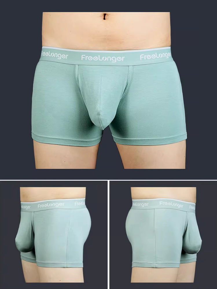 FreeLonger Men's Comfy Separate Support Pouch Trunks