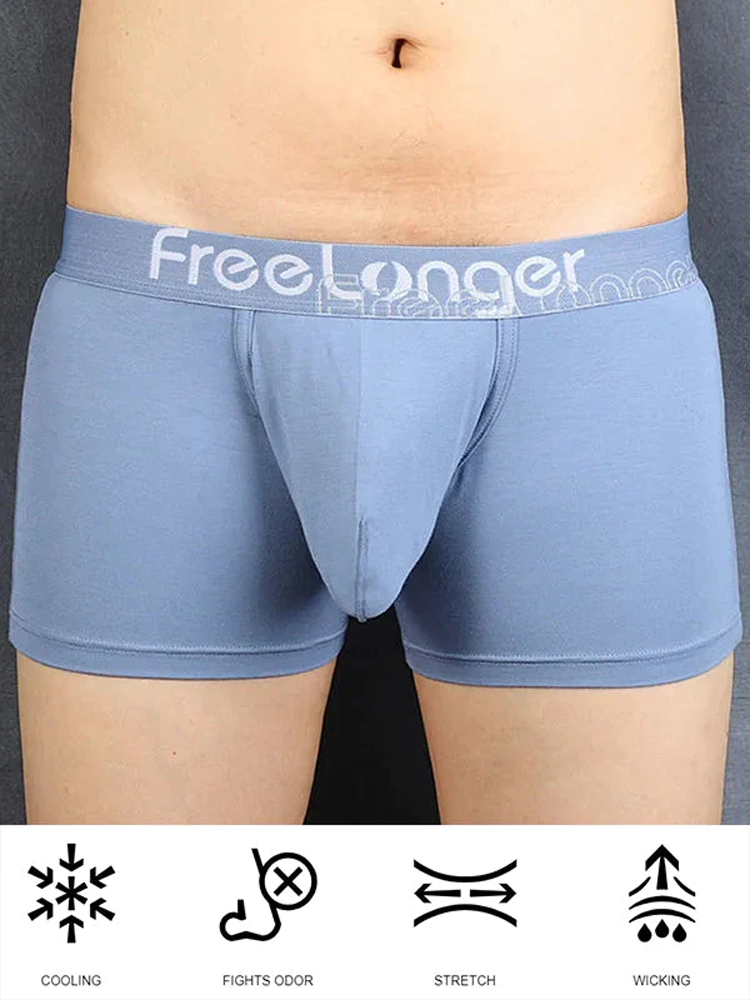 FreeLonger Men's Comfy Separate Support Pouch Trunks