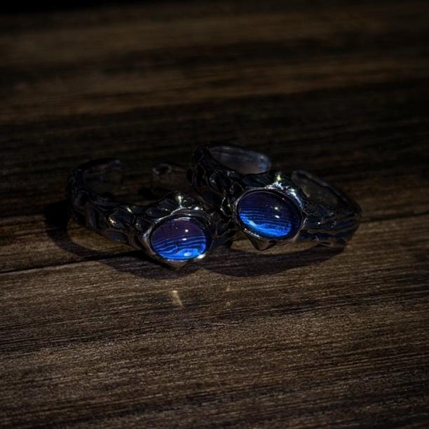 Blue Flash Butterfly Open Ring Made Of Pure Copper