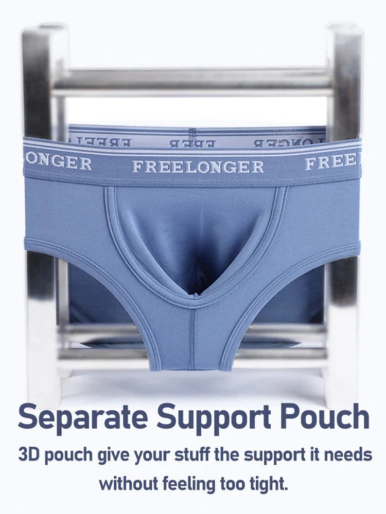 FreeLonger Men's Comfy Separate Support Pouch Briefs