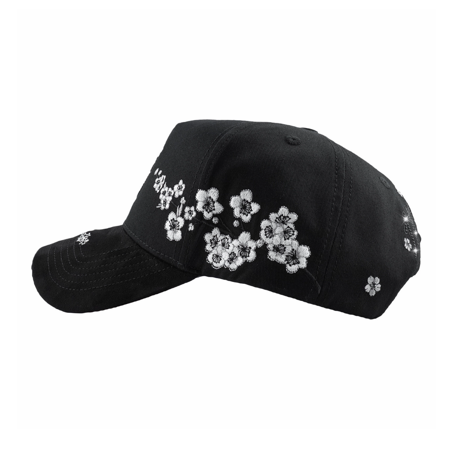 Dark Blossom Rhinestone Gothic Cap