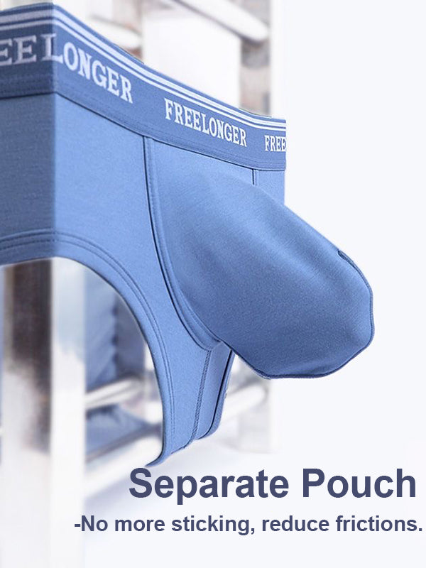 FreeLonger Men's Comfy Separate Support Pouch Trunks