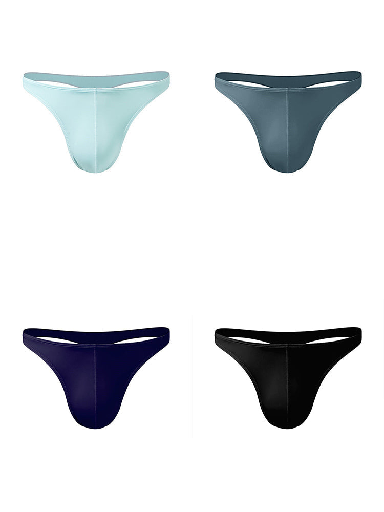 4 Pack Men’s Ice Silk Low-Rise Lightweight Breathable Support Thongs