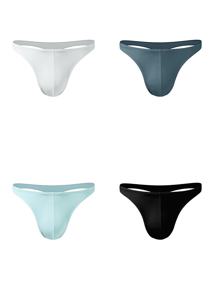 4 Pack Men’s Ice Silk Low-Rise Lightweight Breathable Support Thongs