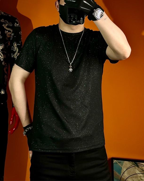 Black Shimmering Ice-silk T-shirt