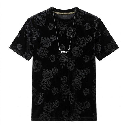 Cool Black Rose Jacquard T-shirt