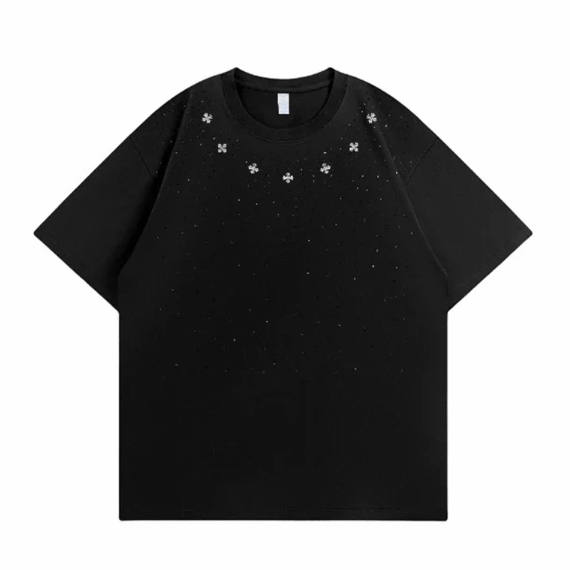 Midasgaze Crystal Decorated Cross Tee
