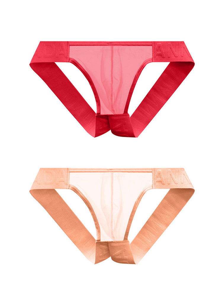 2 Pack Men's No-Waistband Jockstrap with Textured Pattern