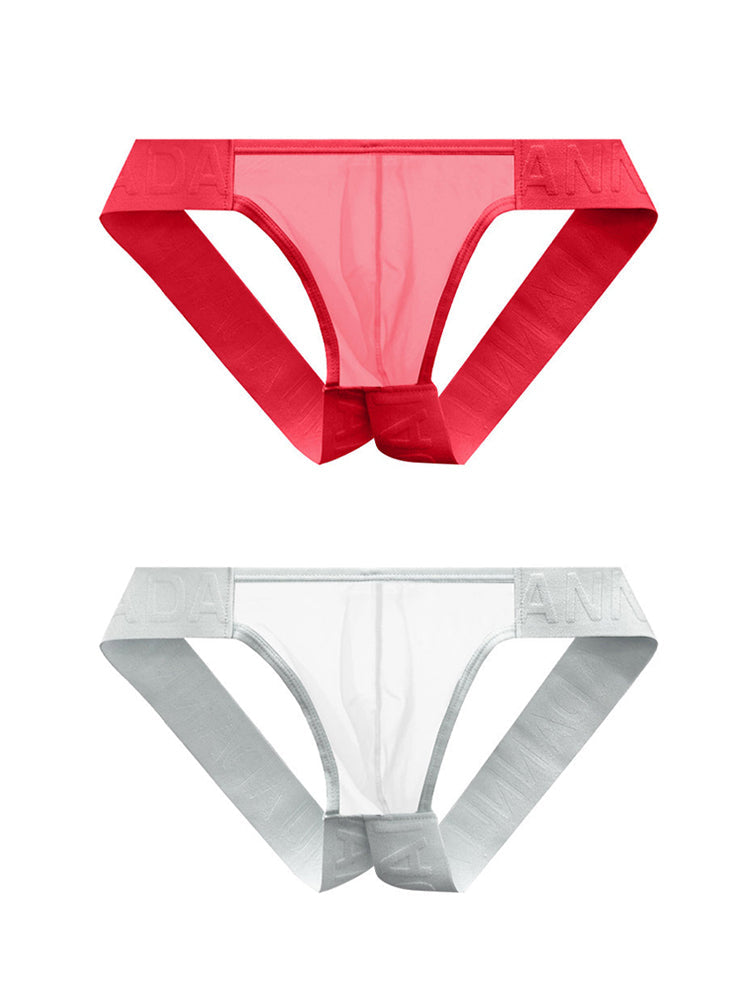 2 Pack Men's No-Waistband Jockstrap with Textured Pattern