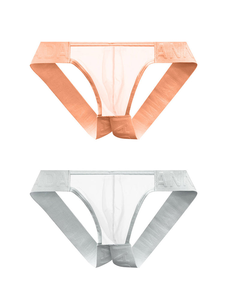 2 Pack Men's No-Waistband Jockstrap with Textured Pattern